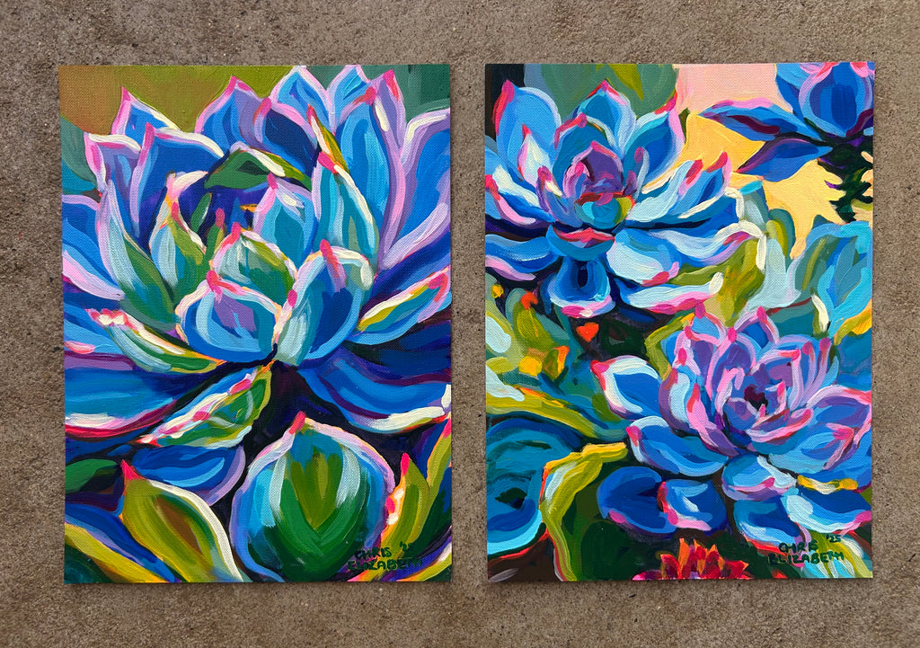 Rock Roses in Blue (pair of 2)