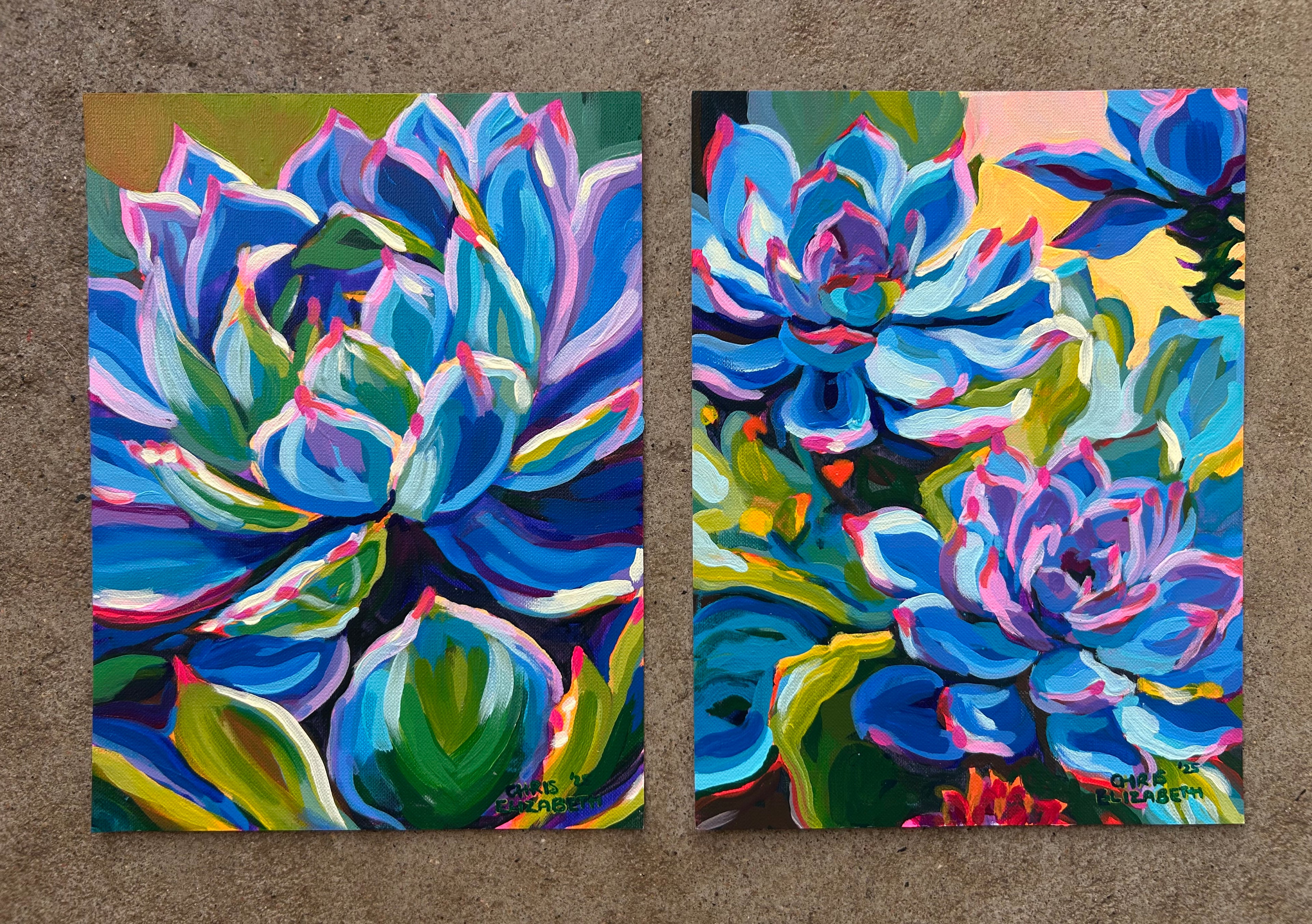 Rock Roses in Blue (pair of 2)