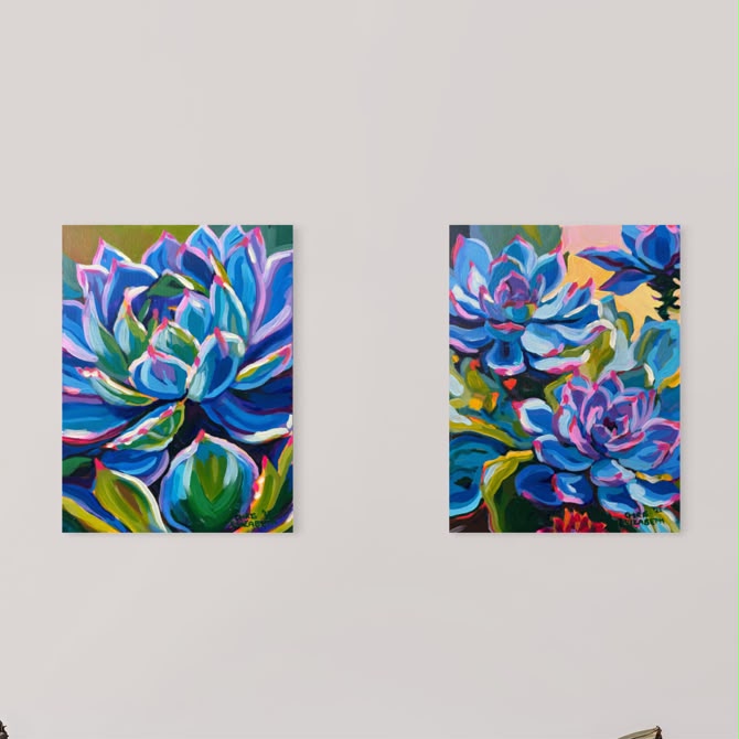 Succulents in Blue 1&2