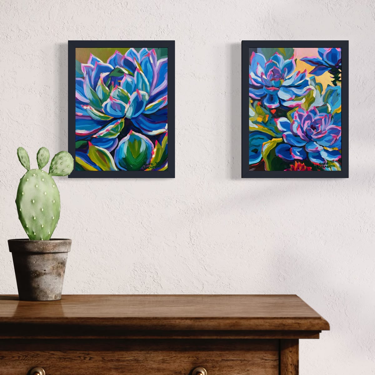 Succulents in Blue 1&2