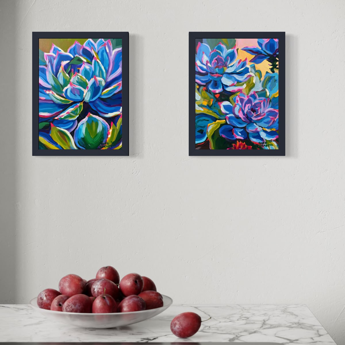 Succulents in Blue 1&2
